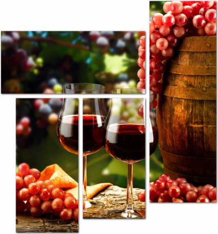 Бокалы с вином на фоне виноградника