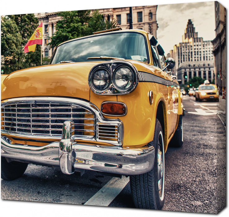 Винтажное старое такси в Нью-Йорке