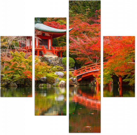 Дайго-дзи с красочными кленовыми деревьями осенью. Киото. Япония