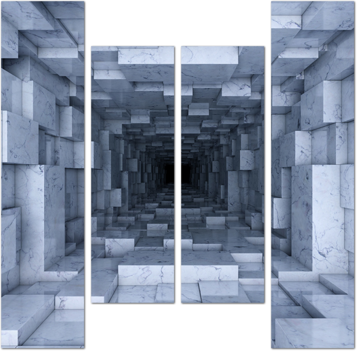 Черно-белый 3D туннель из деревянных кубов