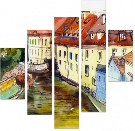 Прага, акварель