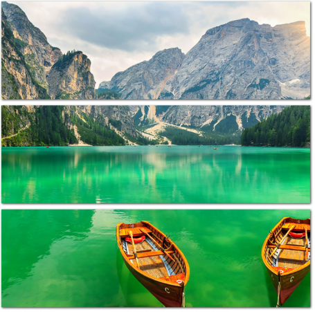 Лодки на горном озере Италия