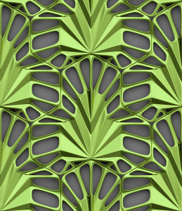 Узорные листья из металла на сером фоне