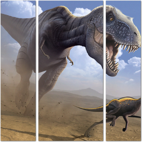 Динозавр бежит по пустыне