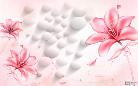 3D розовые лилии с шарами