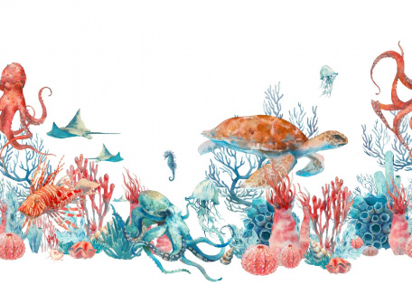 Подводный мир акварелью
