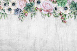 Нежные цветы на фоне стены
