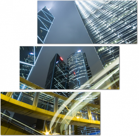 Вид снизу на небоскребы Гонконга