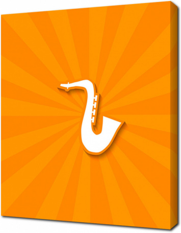 Белый саксофон на оранжевом фоне