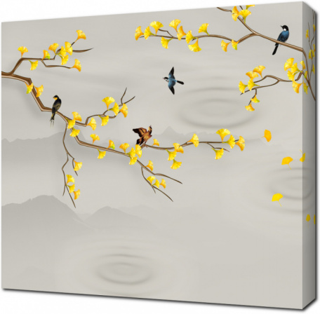 Перелетные птицы на цветущих ветвях
