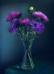 Цветы в вазе на темном фоне