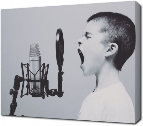 Мальчик и студийный микрофон