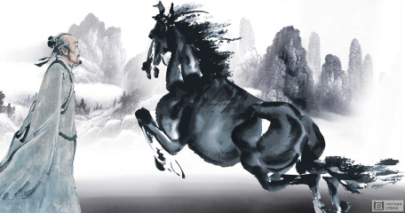 Конь в китайском стиле Гохуа