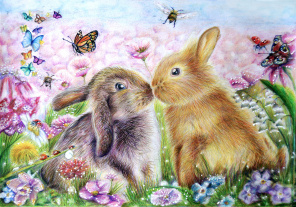 Кролики и цветы