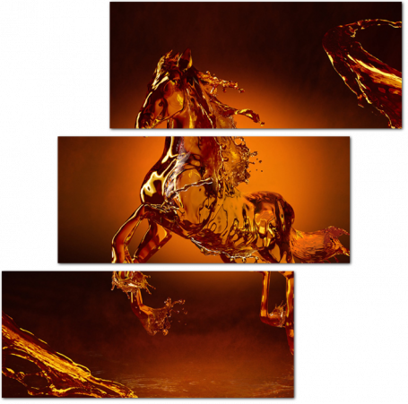 Бегущая лошадь из жидкости в коньячном цвете