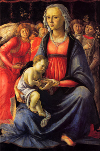 Сандро Боттичелли - Мадонна с младенцем в окружении пяти ангелов