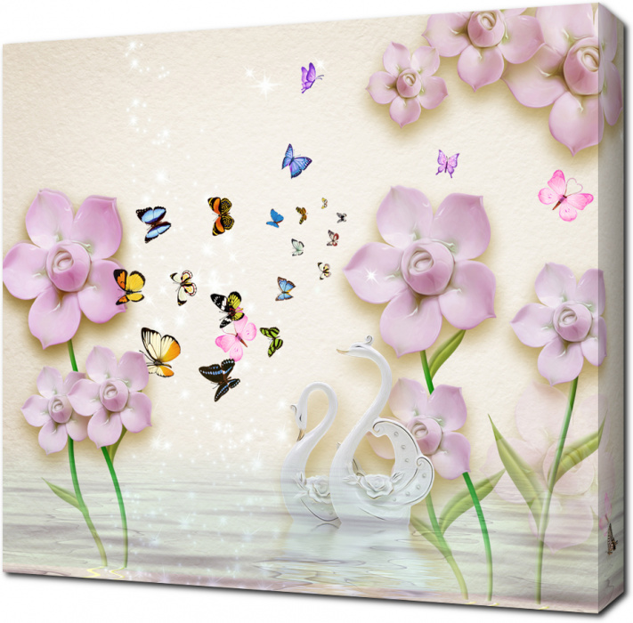 Весеннее настроение с цветами и бабочками 3D