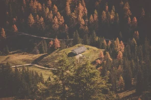 Домик среди осеннего леса