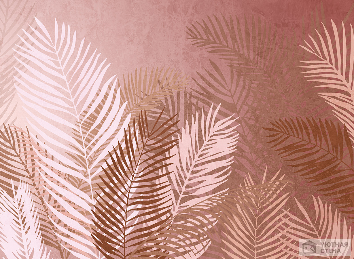 Розовые силуэты пальмовых листьев