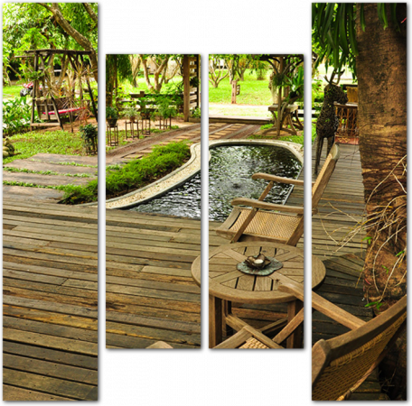 Терраса в саду в тайском стиле