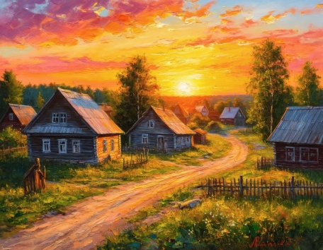 Летний вечер живопись