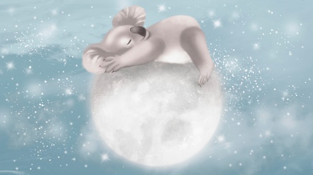 Милая коала спит на луне