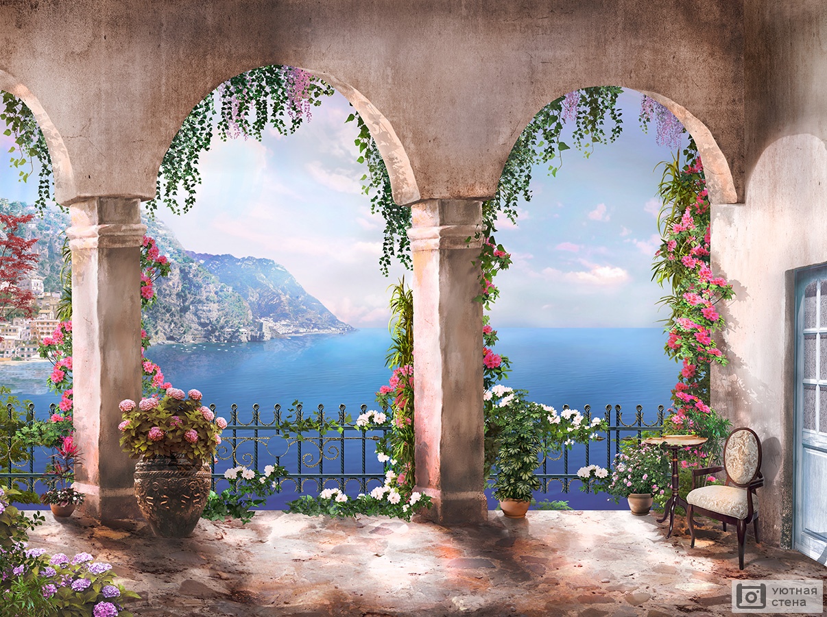 Терраса с арками и цветами