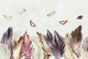 Цветные перья на бежевом фоне