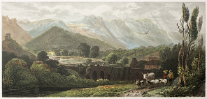 Пастухи среди итальянских пейзажей у реки
