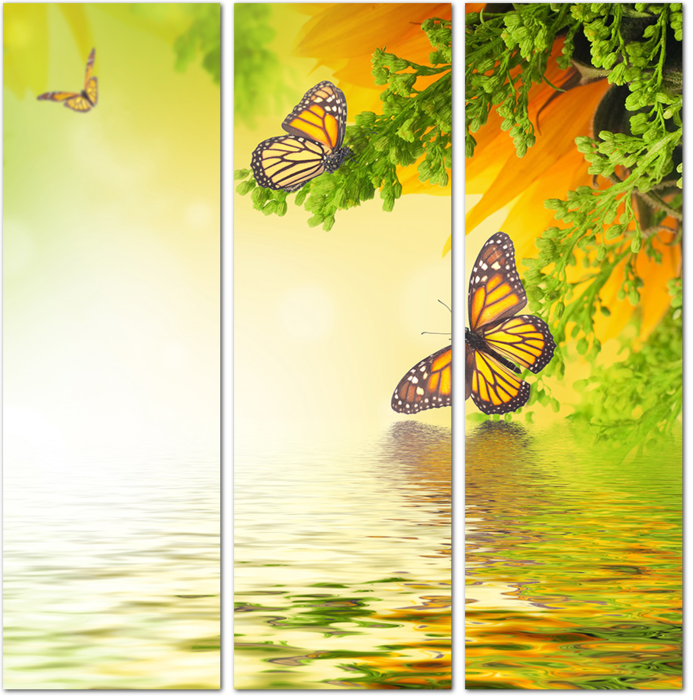 Картинка с бабочками в желто-зеленых тонах