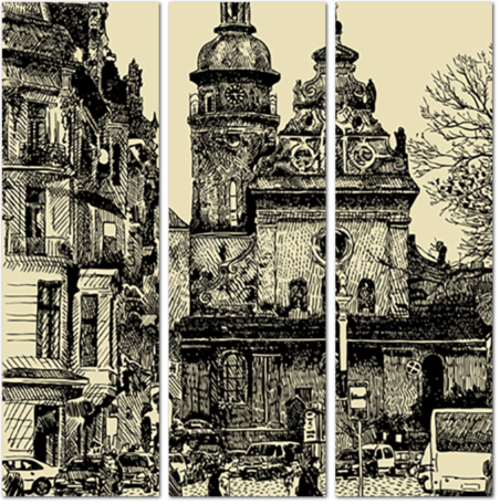 Гравюра с изображением города Львов