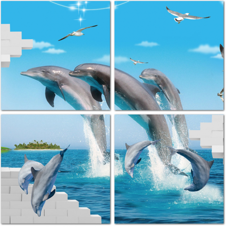 3D Дельфины и чайки