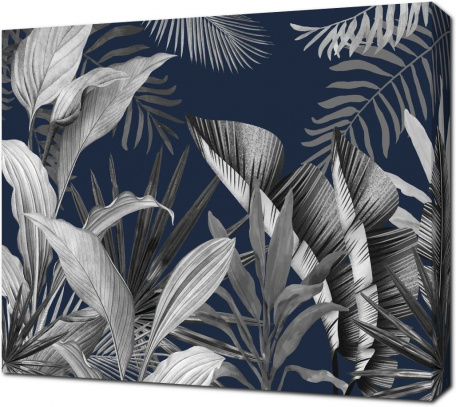 Графичные тропические листья на темном фоне