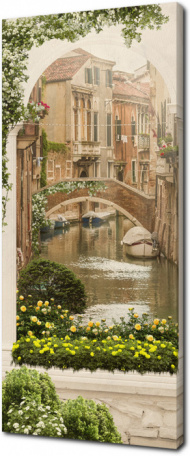 Винтажная фреска с каналами Венеции