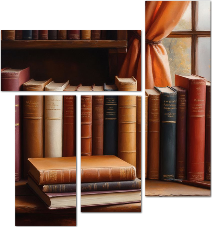 Винтажные книги в терракотовых полутонах