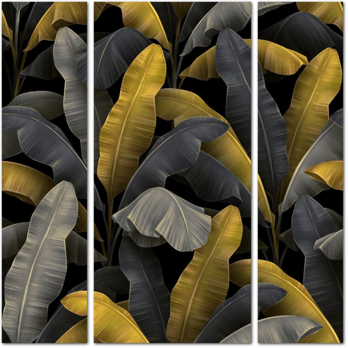 Фон с золотистыми банановыми листьями