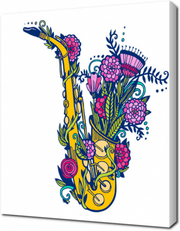 Саксофон и букет цветов