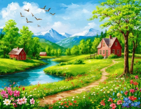 Летний пейзаж деревушки