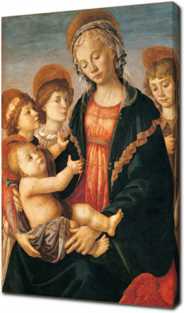 Сандро Боттичелли - Мадонна с  двумя ангелами и юным Иоанном Крестителем