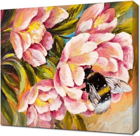 Живописная пчелка и цветы