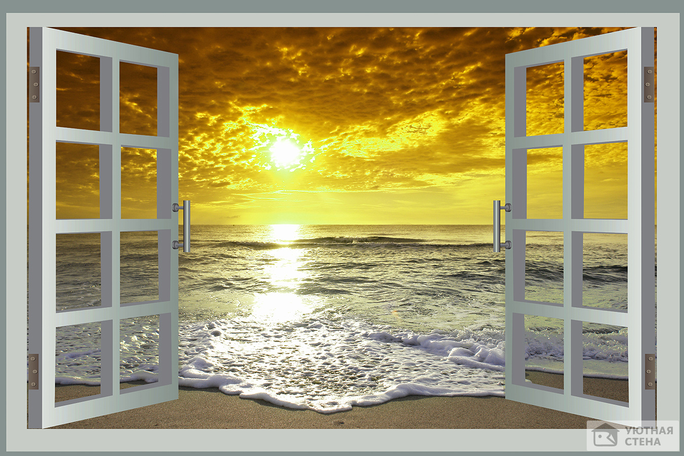 Окно с видом на море и пляж
