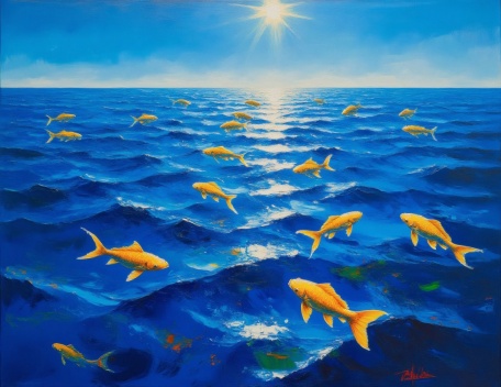 Море с золотыми рыбками