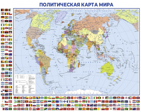 Политическая карта мира с флагами стран