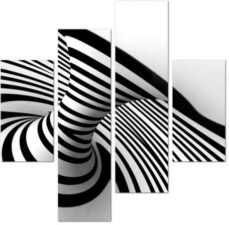 3D абстракция черно-белые полоски