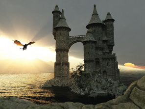 Дракон и замок в море