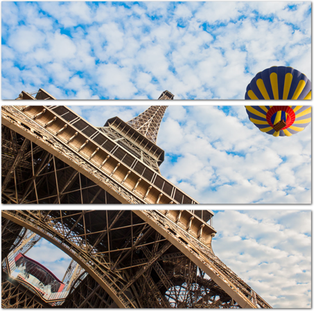 Воздушный шар над Эйфелевой башней. Париж. Франция