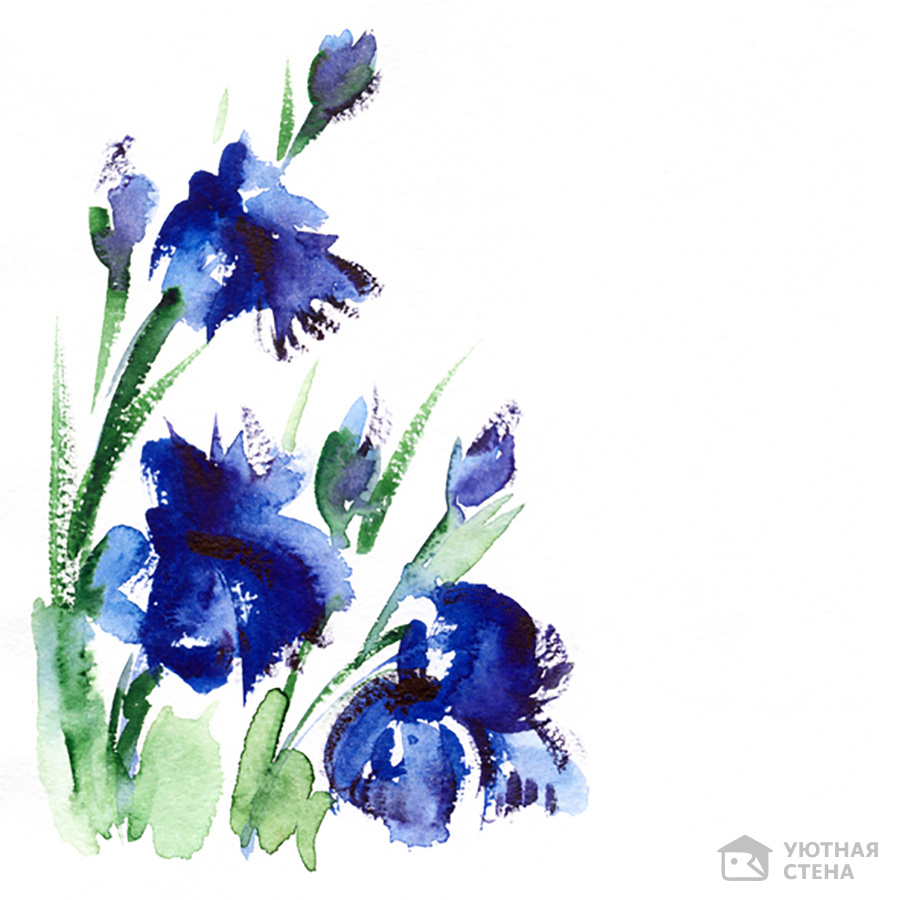 Фотообои "Синие акварельные цветы" - Арт. 500510
