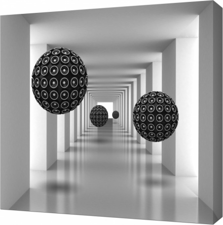 3D Темные шары, летящие в туннеле