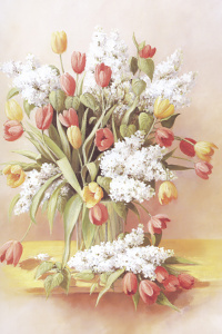 Тюльпаны и цветы сирени