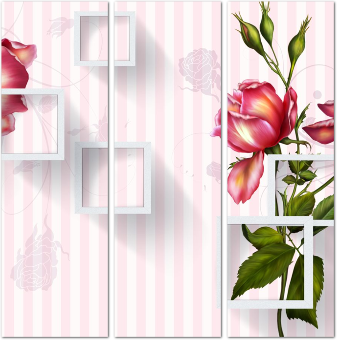 Нежные бутоны роз на полосатом фоне